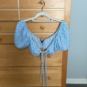 Cotton Candy LA Floral Bubble Sleeve Top